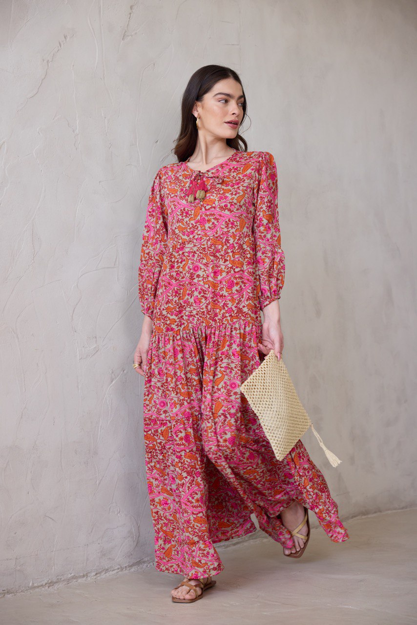 1-33.jpg שמלת BoHo כתום ורוד – תמונה 1